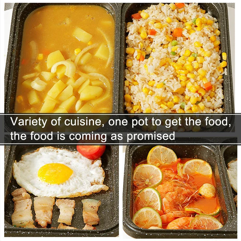 Hot Selling US/EU Multi-Function Portable 110/ 220V Electric Cooker Rinse Roast Dual-Use Hot Pot Electric Caldron for Family Use