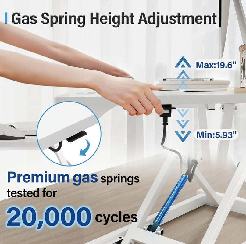 【Adjustable Height】 Standing Desk Converter, Sit to Stand up Desk Tabletop Dual Monitor and Laptop Workstation 32 INCH White,Dealsforyoudays