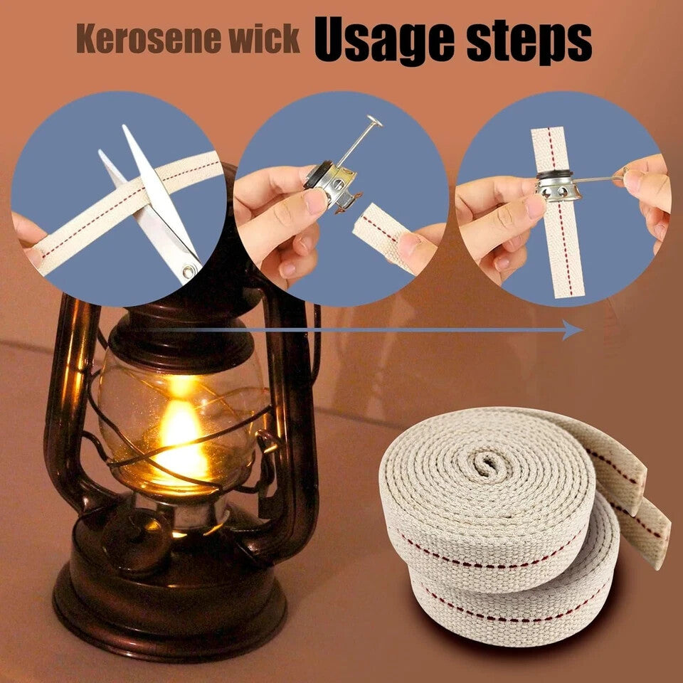 2 Roll/13 Feet Flat Oil Lamp Wick, 1 Inch Cotton Wick Replacement for Kerosene B