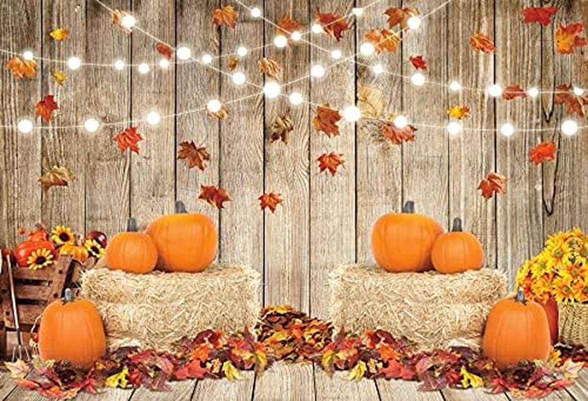 9X6Ft Fall Thanksgiving Halloween Photo Backdrop Fall Backdrops for Photography Autumn Pumpkin Harvest Barn Background Friendsgiving Party Supplies Farm Harvest Banner Decor Photo Props