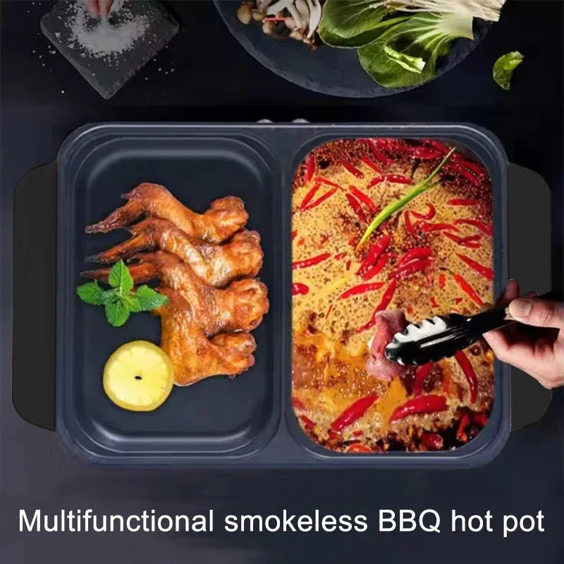 Hot Selling US/EU Multi-Function Portable 110/ 220V Electric Cooker Rinse Roast Dual-Use Hot Pot Electric Caldron for Family Use