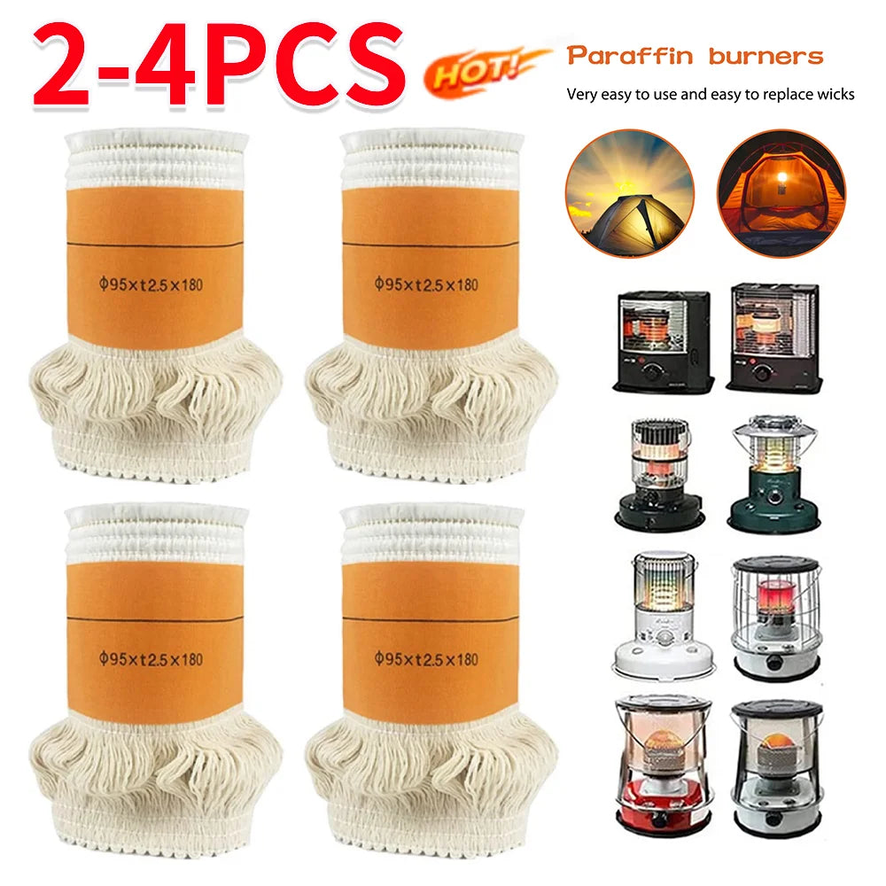 4-2PCS Kerosene Light Core Smokeless Burn-Resistant Camp Lamp Stove Wick Kerosene Furnace Core Oil Lamp Cotton Cores Accessories