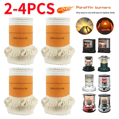 4-2PCS Kerosene Light Core Smokeless Burn-Resistant Camp Lamp Stove Wick Kerosene Furnace Core Oil Lamp Cotton Cores Accessories