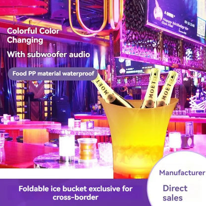 Glowing Ice Bucket Champagne Glowing Ice Bucket Ktv Beer Ice Wine Bucket LED round Glowing Plastic Ice Bucket