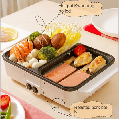 Hot Selling US/EU Multi-Function Portable 110/ 220V Electric Cooker Rinse Roast Dual-Use Hot Pot Electric Caldron for Family Use