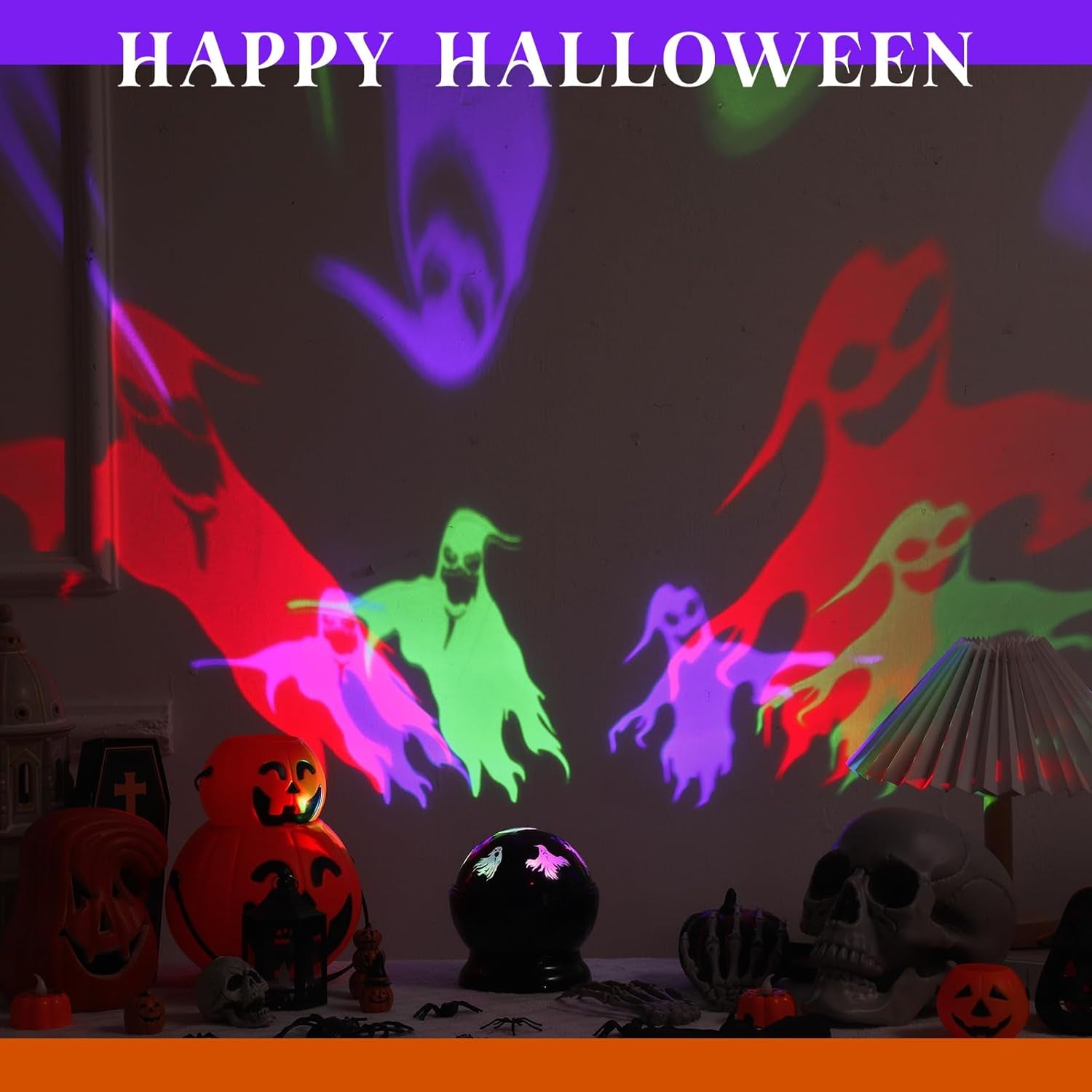 Indoor Halloween LED Projector Light with Spooky Ghosts for Holiday Decor