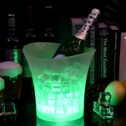 Glowing Ice Bucket Champagne Glowing Ice Bucket Ktv Beer Ice Wine Bucket LED round Glowing Plastic Ice Bucket