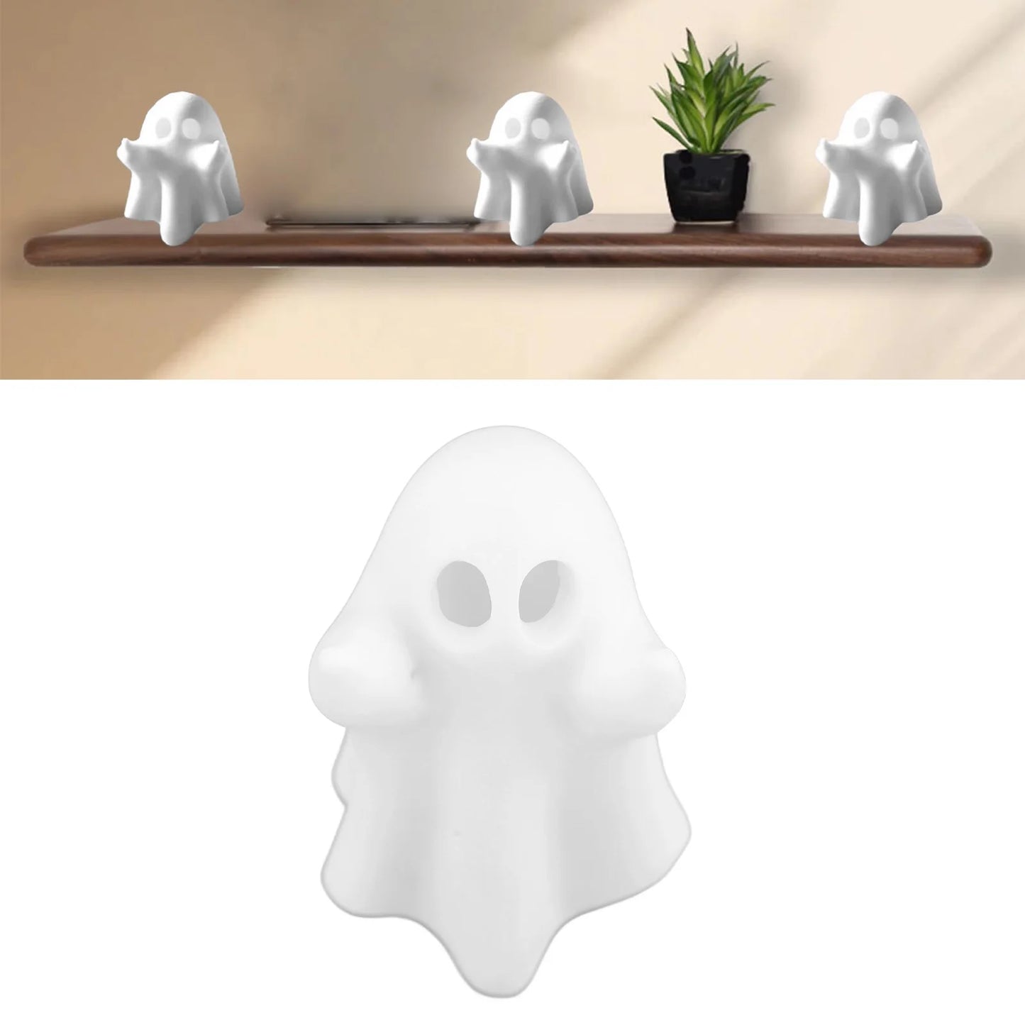 Cute Ghost Sculpture Resin Ghost Statue Small Scary Halloween Ghost Sculpture Figurine Rude Ghost Ornament for Home Decor