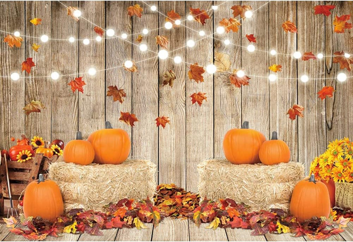 9X6Ft Fall Thanksgiving Halloween Photo Backdrop Fall Backdrops for Photography Autumn Pumpkin Harvest Barn Background Friendsgiving Party Supplies Farm Harvest Banner Decor Photo Props