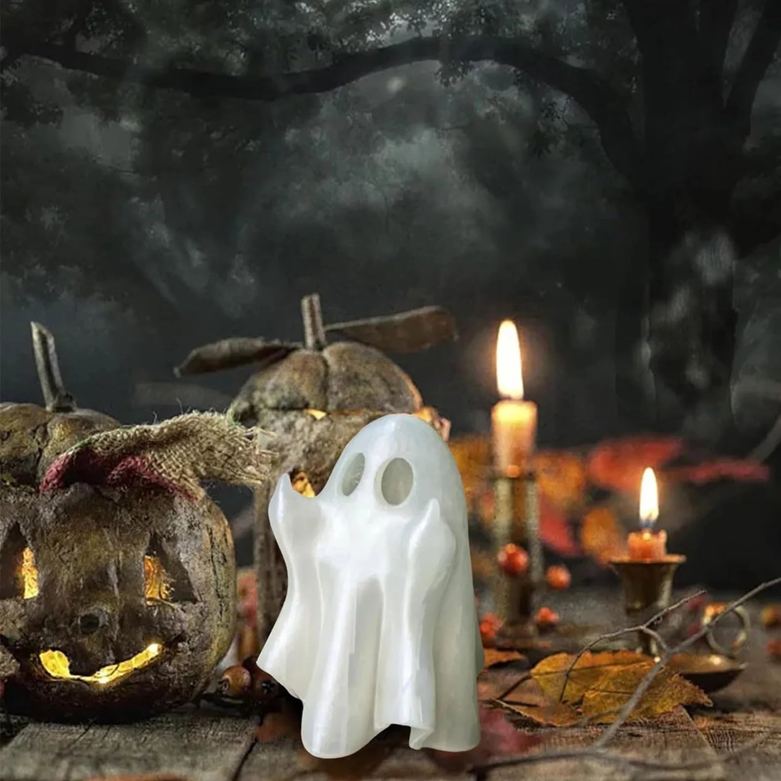 Cute Ghost Sculpture Resin Ghost Statue Small Scary Halloween Ghost Sculpture Figurine Rude Ghost Ornament for Home Decor