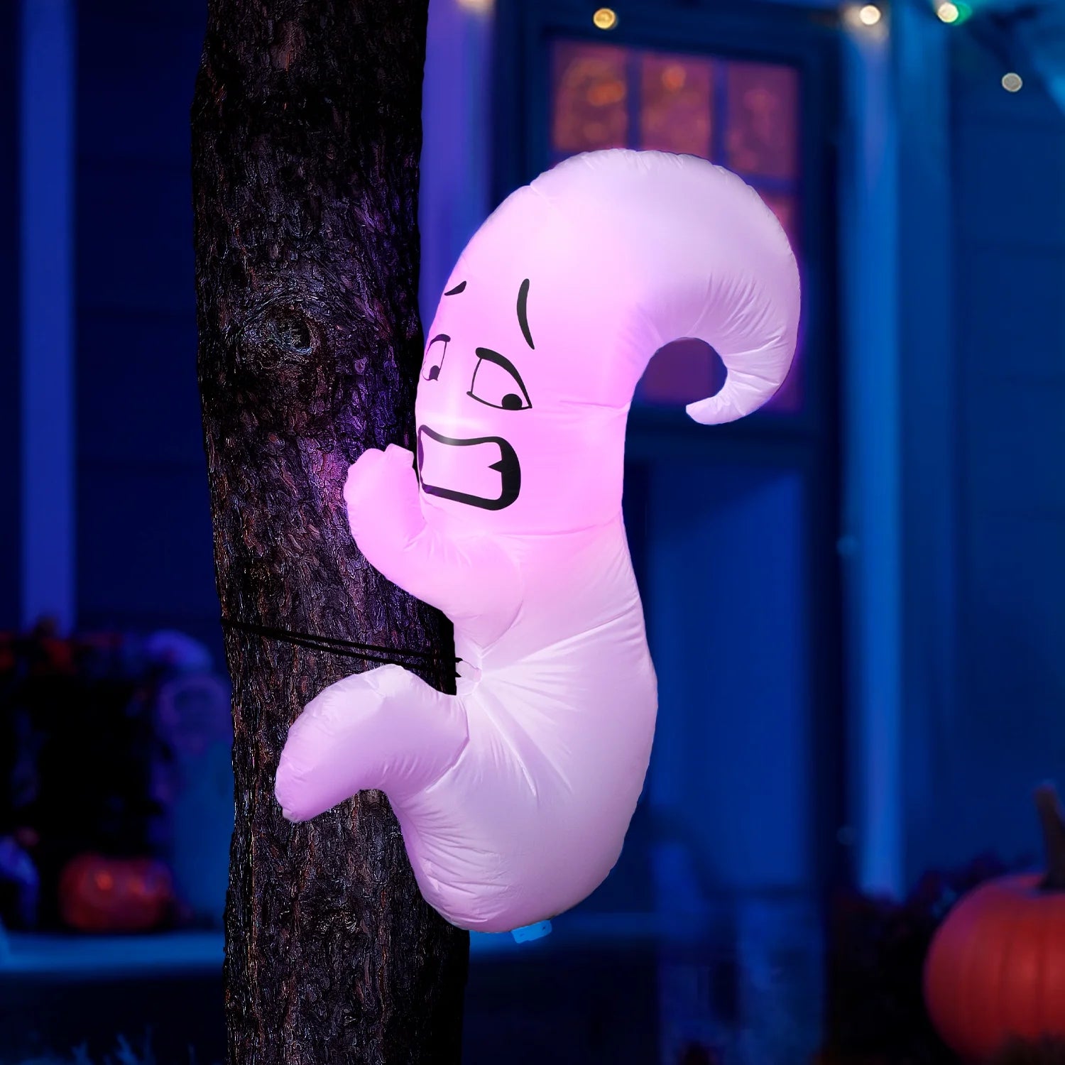 4Ft Halloween Inflatable Ghost Hugging Tree Inflatable with Build-In Leds,Outdoor Blow up Inflatables Yard Decoration Decorations