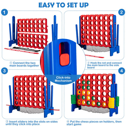 Ultimate 4-To-Score Giant Connect Game Set - Fun for Kids & Adults with Convenient Net Storage!