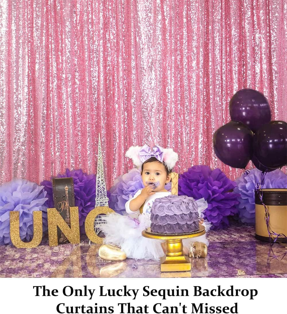 Sequin Backdrop Shiny Pink 4Ftx7Ft Shower Backdrops Pink Gold Sequin-Backdrop 7Ft Wedding Ceremony Sequins Party Background Birthday Bridal Shower Photo Booth Back Drop