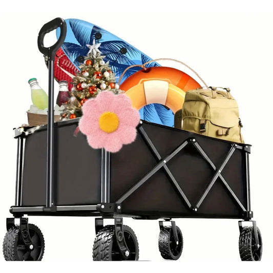 Collapsible Wagon with Wheels, 280 Lbs Wagons Carts Foldable Wagon Cart 70L Cap