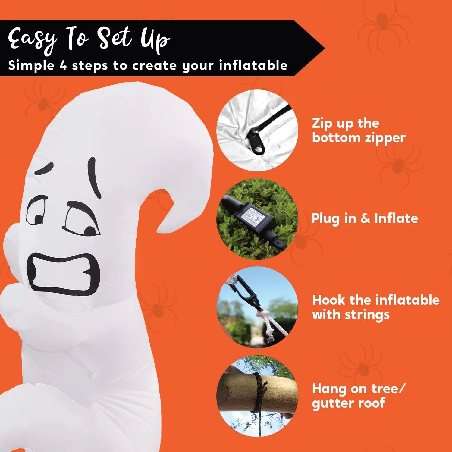 4Ft Halloween Inflatable Ghost Hugging Tree Inflatable with Build-In Leds,Outdoor Blow up Inflatables Yard Decoration Decorations