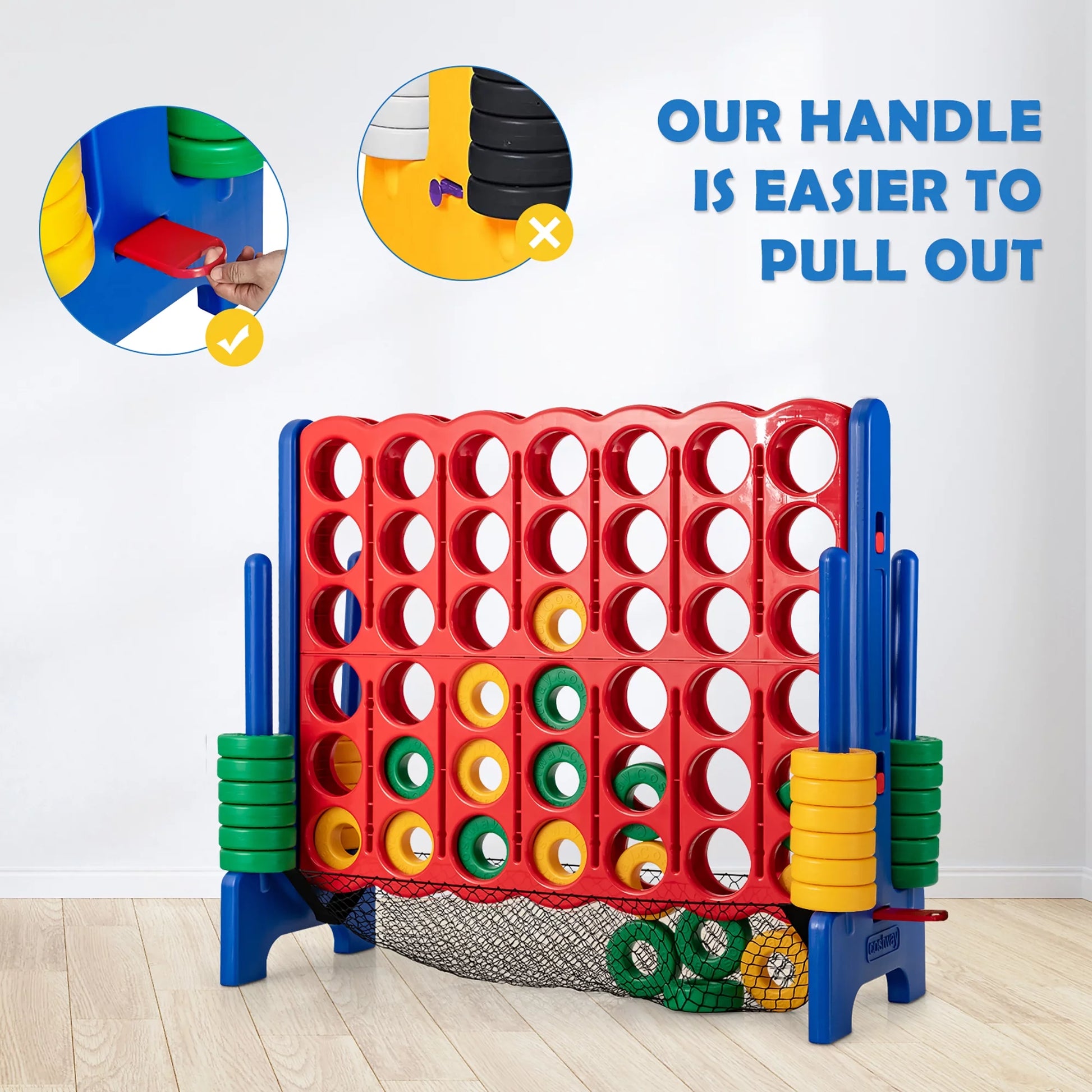 Ultimate 4-To-Score Giant Connect Game Set - Fun for Kids & Adults with Convenient Net Storage!
