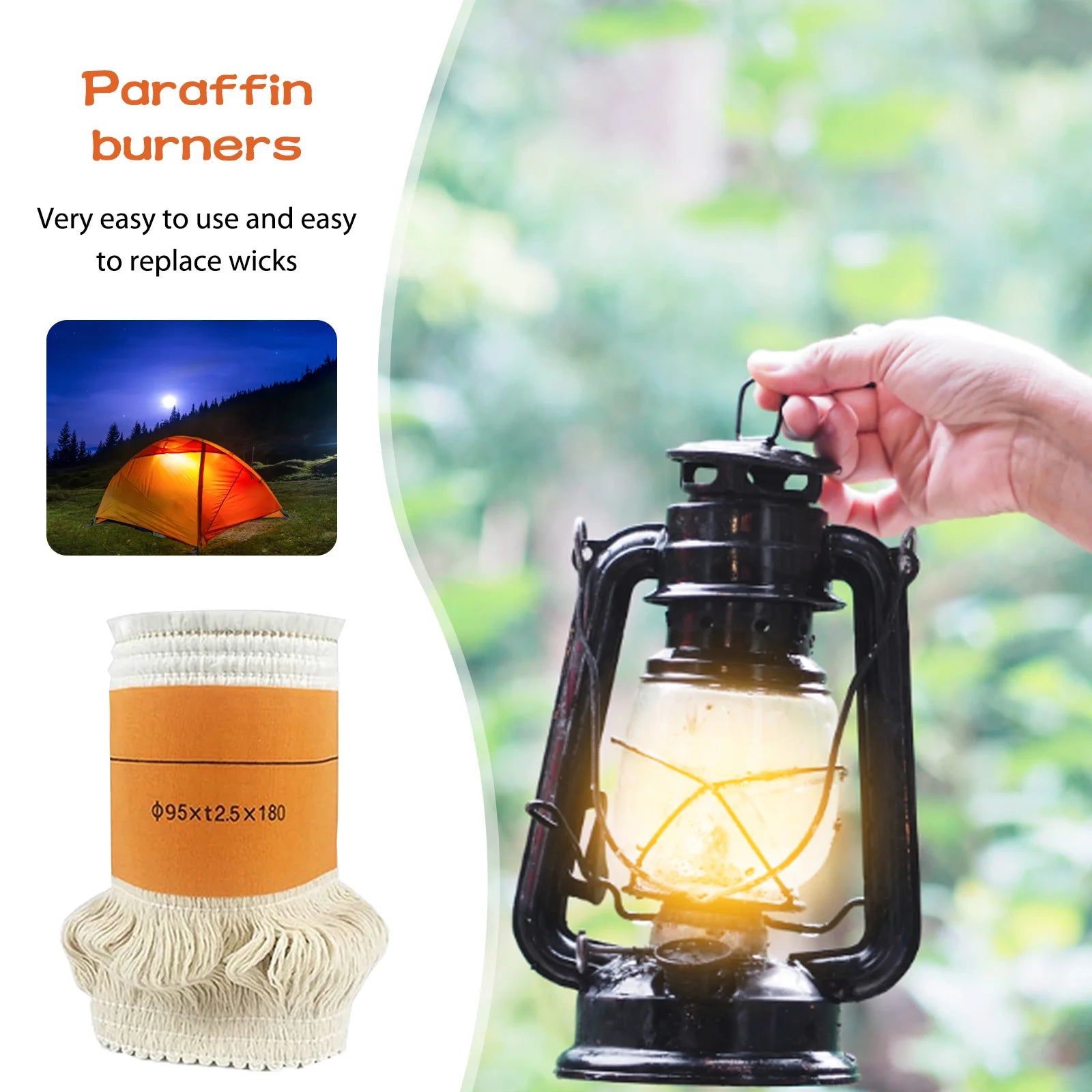4-2PCS Kerosene Light Core Smokeless Burn-Resistant Camp Lamp Stove Wick Kerosene Furnace Core Oil Lamp Cotton Cores Accessories
