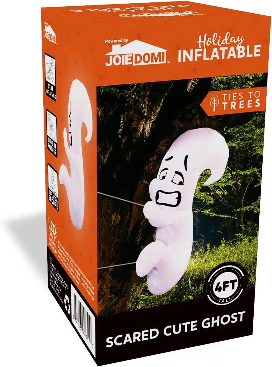 4Ft Halloween Inflatable Ghost Hugging Tree Inflatable with Build-In Leds,Outdoor Blow up Inflatables Yard Decoration Decorations