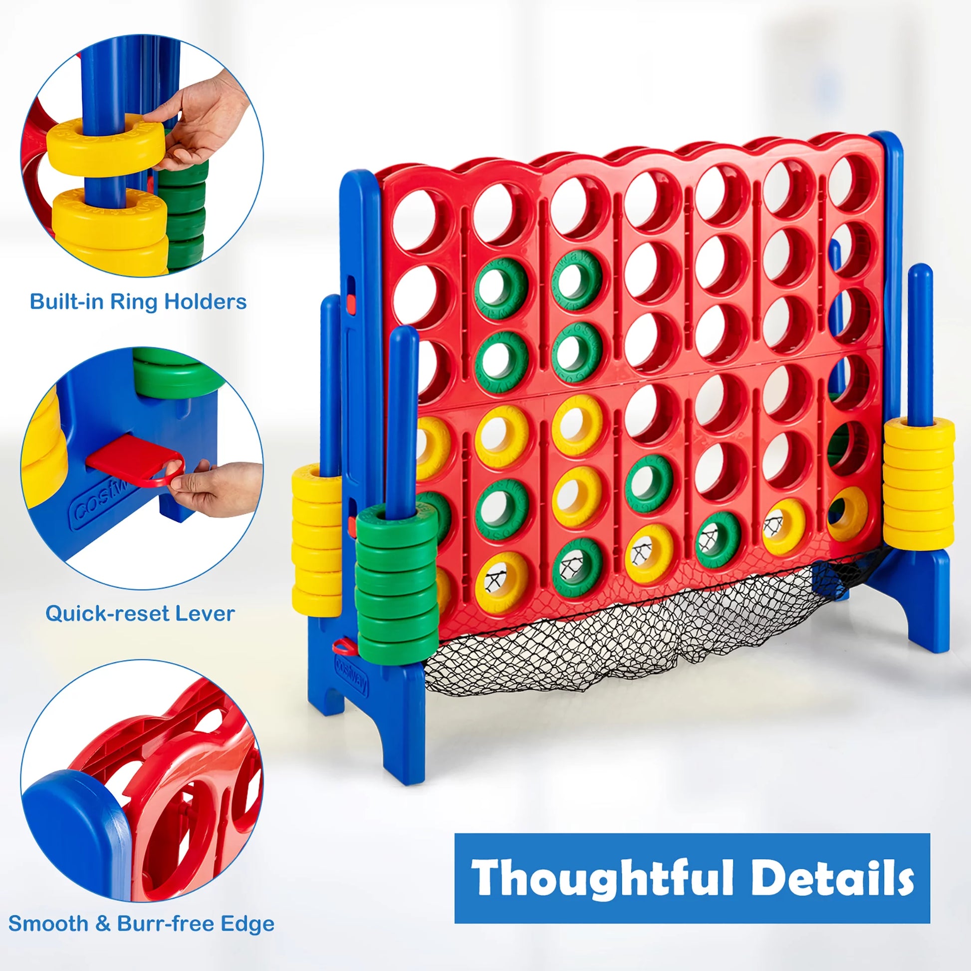 Ultimate 4-To-Score Giant Connect Game Set - Fun for Kids & Adults with Convenient Net Storage!