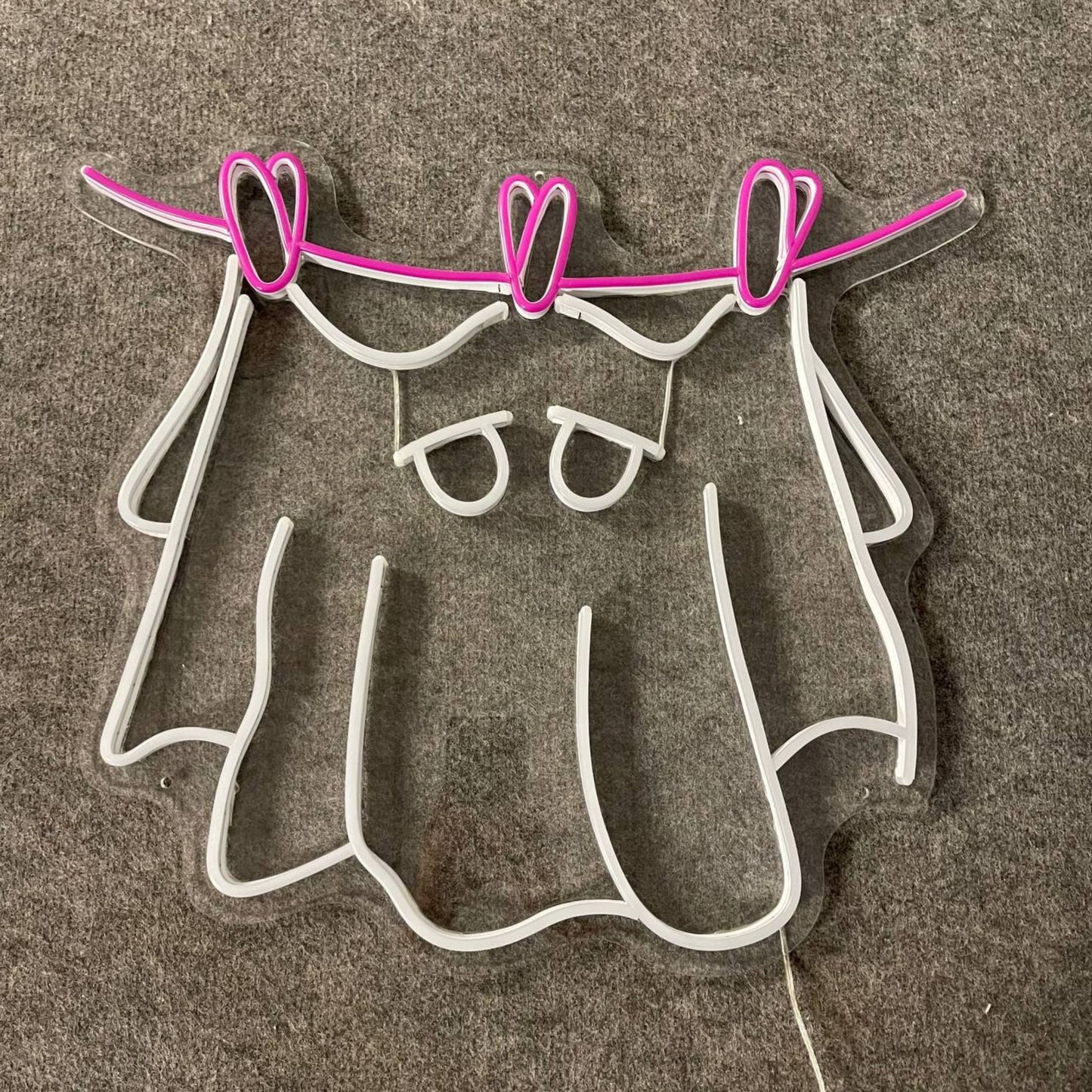 Ghost Clothesline Neon Sign, Ghost Halloween Wall Art Decor, Halloween Party Wall Decor