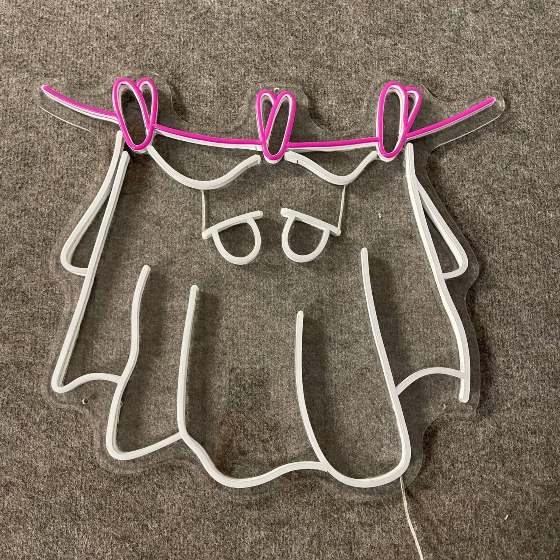 Ghost Clothesline Neon Sign, Ghost Halloween Wall Art Decor, Halloween Party Wall Decor