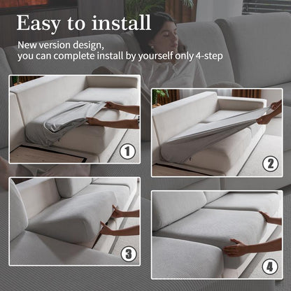 Universal Elastic Sofa Cushion Cover, Modern Anti-Slip Protector for L-Shaped Sofas, Non-Sensitive Goods, Woven Weaving Method, Dustproof Sofa Slipcover, No Plug Type