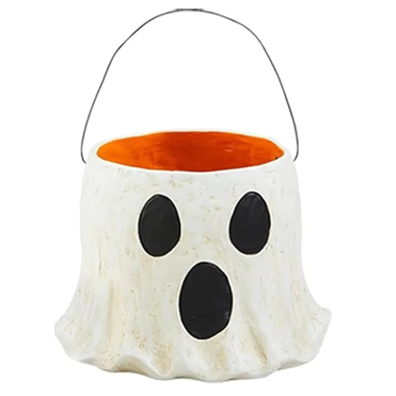 Promotion! Ghost Bucket Decor, Ghost Planter Pot, Ghost Bucket Vase, Halloween Ghost Bucket, Handmade Halloween Treat Buckets
