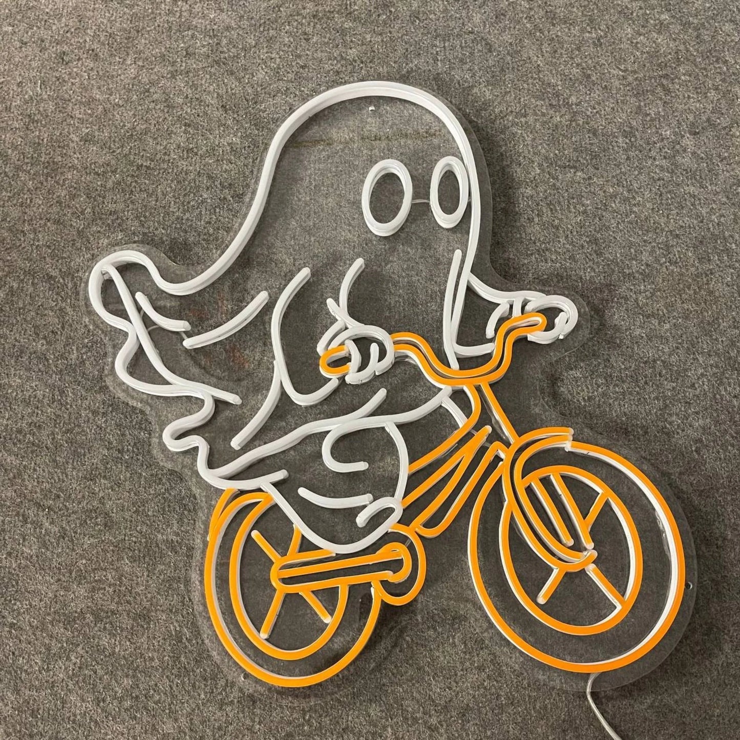 Ghost Neon Sign, Ghost Drive Bicycle Wall Art Decor, Halloween Wall Decor