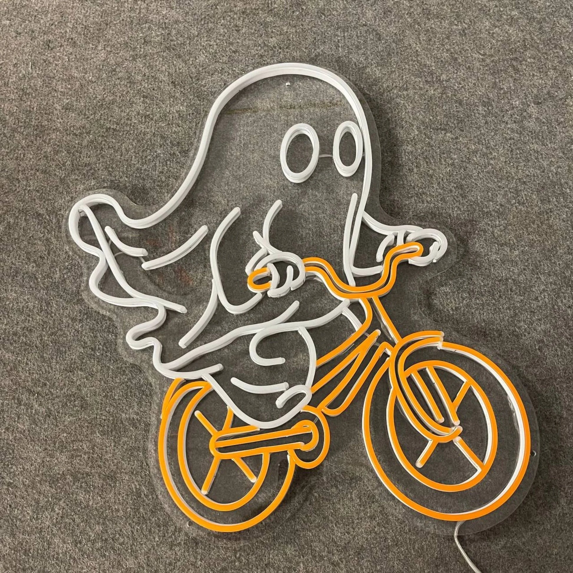 Ghost Neon Sign, Ghost Drive Bicycle Wall Art Decor, Halloween Wall Decor