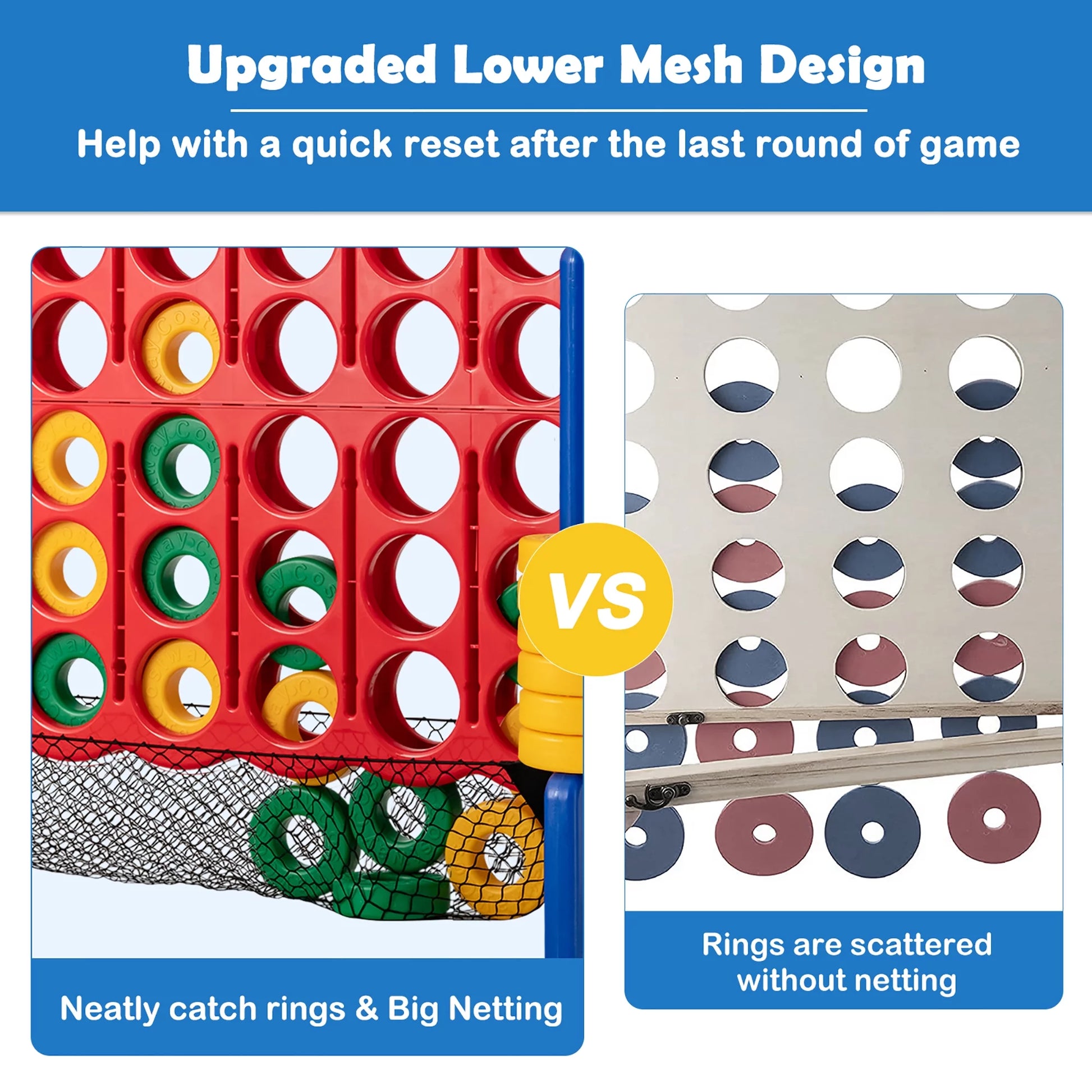 Ultimate 4-To-Score Giant Connect Game Set - Fun for Kids & Adults with Convenient Net Storage!
