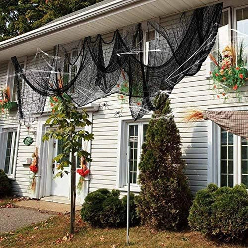 5.5Yardsx40" Include Hanging Outdoor Indoor Scary Creepy Halloween Office Party Door Window Giant Spider Wall Yard Table Car Lawn Cloth Decorations Cheesecloth Fabric (Black-B(5.5 Yards X 40 Inch ))