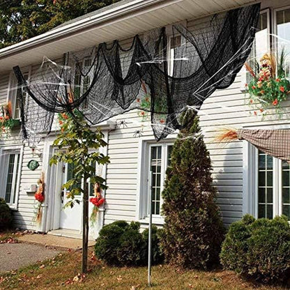 5.5Yardsx40" Include Hanging Outdoor Indoor Scary Creepy Halloween Office Party Door Window Giant Spider Wall Yard Table Car Lawn Cloth Decorations Cheesecloth Fabric (Black-B(5.5 Yards X 40 Inch ))