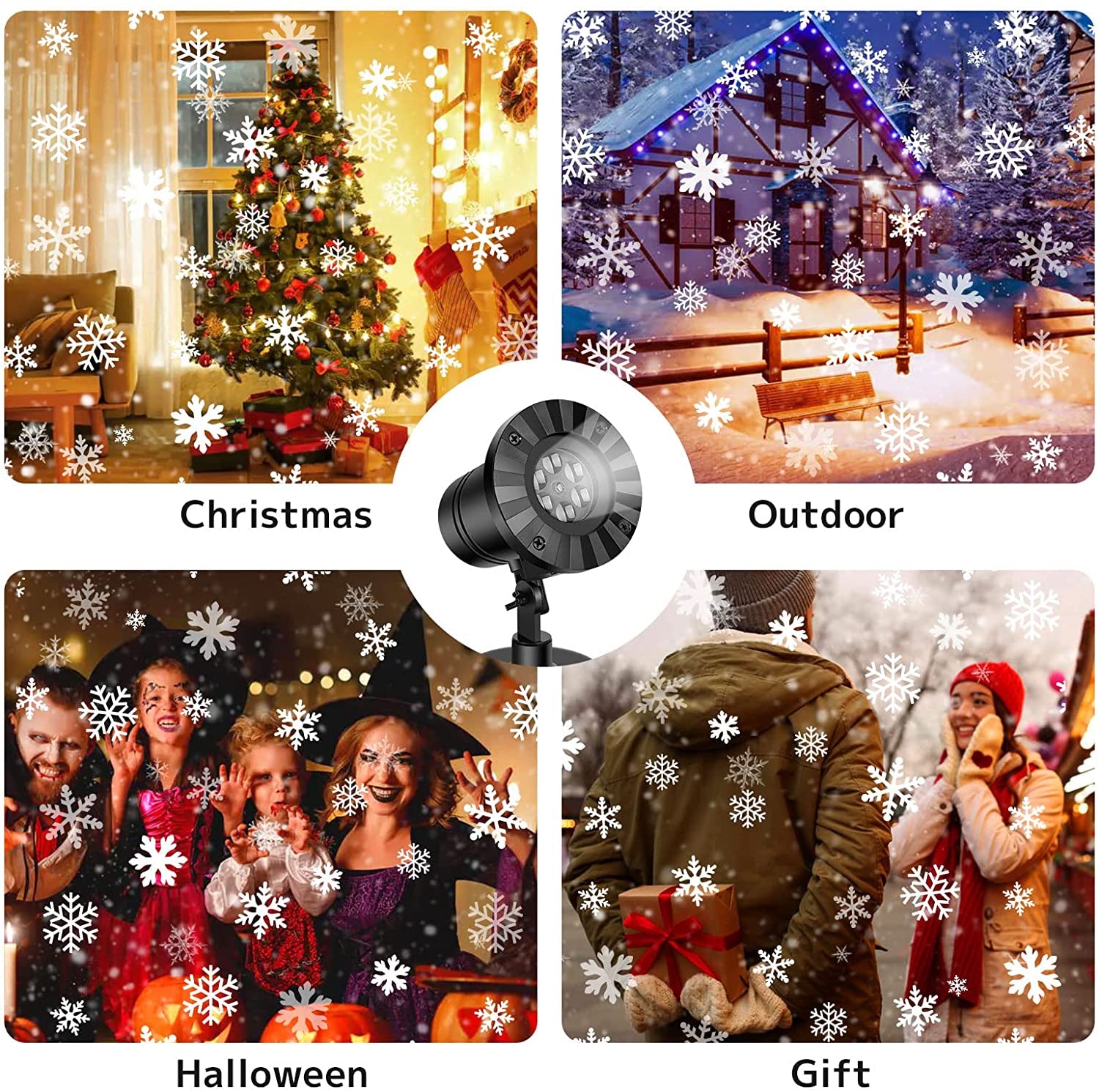 Christmas Halloween Projector Lights, Outdoor Xmas Decorations Holiday Snowflake Projector LED Lights House Decoration