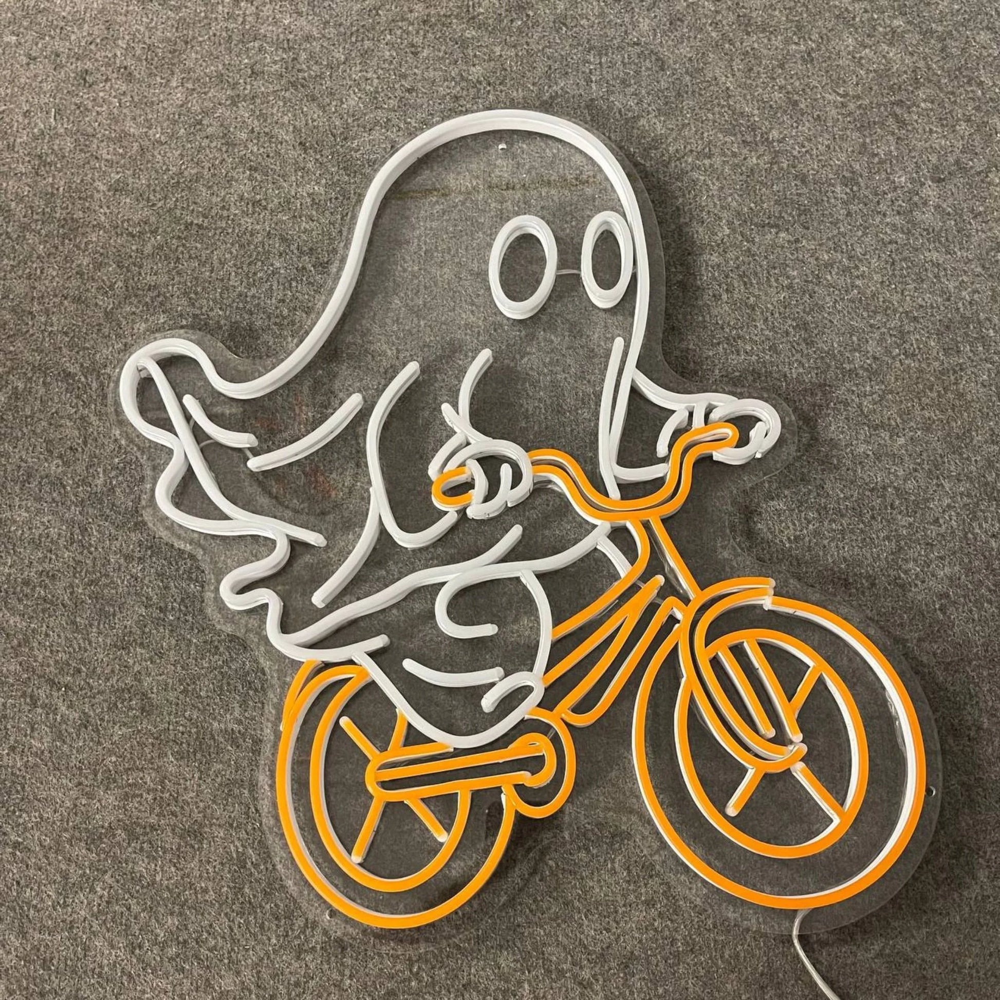 Ghost Neon Sign, Ghost Drive Bicycle Wall Art Decor, Halloween Wall Decor