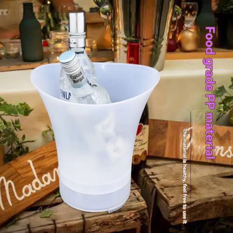 Glowing Ice Bucket Champagne Glowing Ice Bucket Ktv Beer Ice Wine Bucket LED round Glowing Plastic Ice Bucket