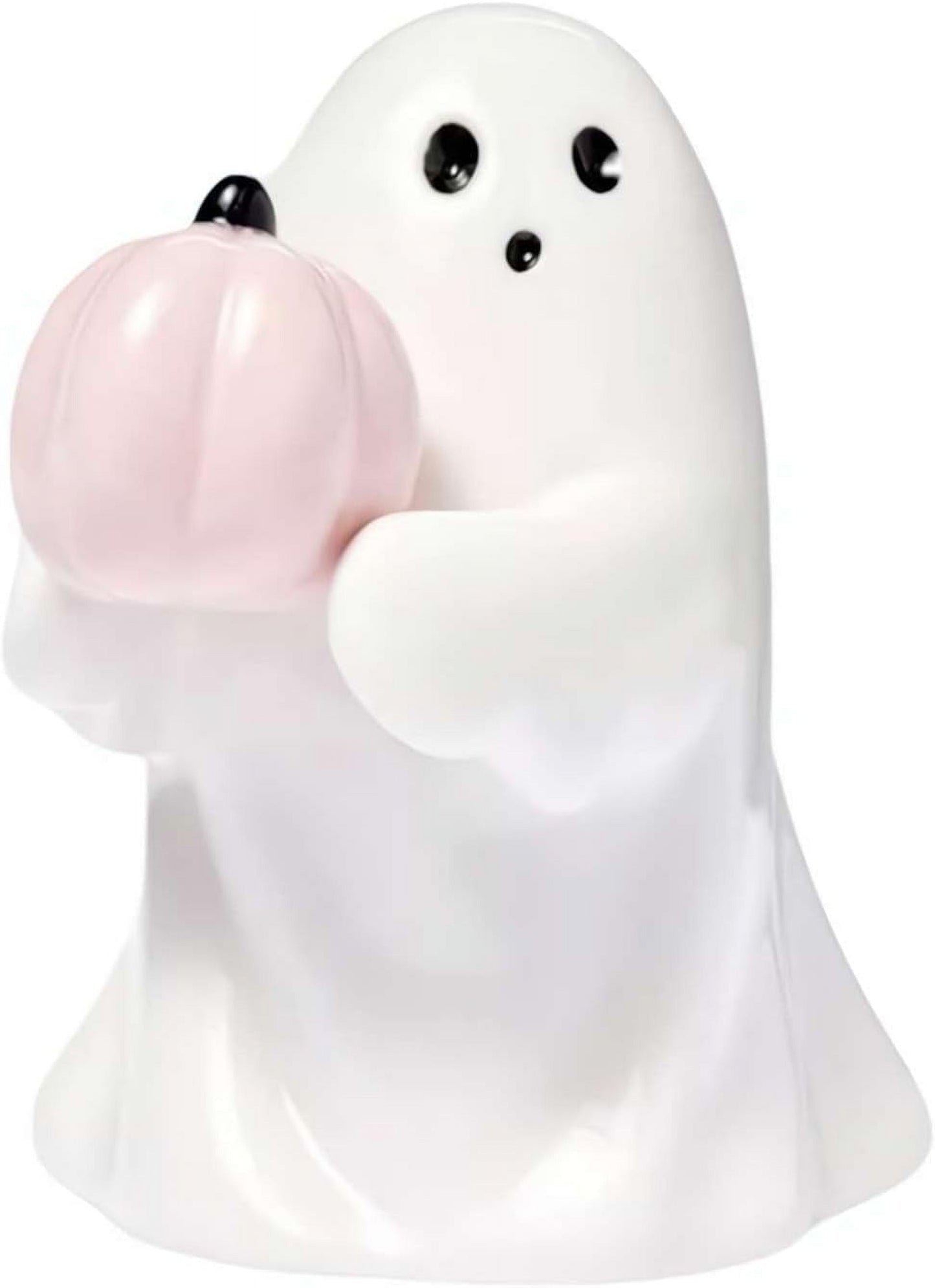 Ghost Hold Pumpkin Figurines,Halloween Ghost Decorations Figurine,Cute Ghost with Bat Spooky Statue,Halloween Ghost Ornaments,Spooky Ghost Sculpture Gift for Halloween Office Kitchen Decor