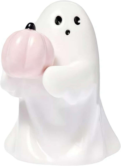 Ghost Hold Pumpkin Figurines,Halloween Ghost Decorations Figurine,Cute Ghost with Bat Spooky Statue,Halloween Ghost Ornaments,Spooky Ghost Sculpture Gift for Halloween Office Kitchen Decor