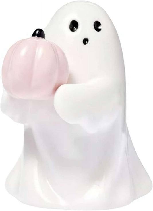 Ghost Hold Pumpkin Figurines,Halloween Ghost Decorations Figurine,Cute Ghost with Bat Spooky Statue,Halloween Ghost Ornaments,Spooky Ghost Sculpture Gift for Halloween Office Kitchen Decor