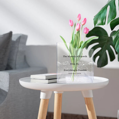 Book-Shaped Acrylic Vase - Transparent Decorative Bottle for Aesthetic Home and Office Bookshelf Accents