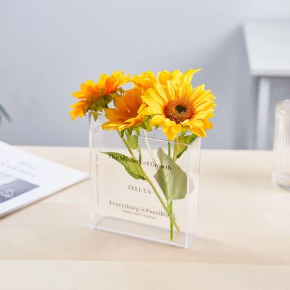Book-Shaped Acrylic Vase - Transparent Decorative Bottle for Aesthetic Home and Office Bookshelf Accents