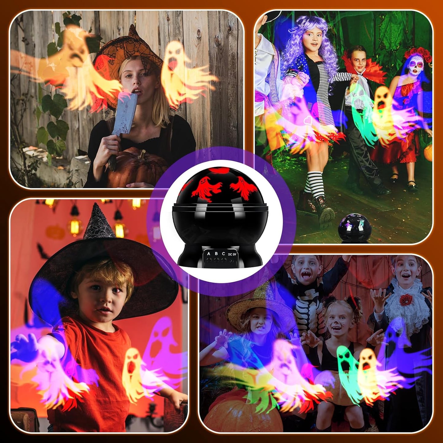 Indoor Halloween LED Projector Light with Spooky Ghosts for Holiday Decor