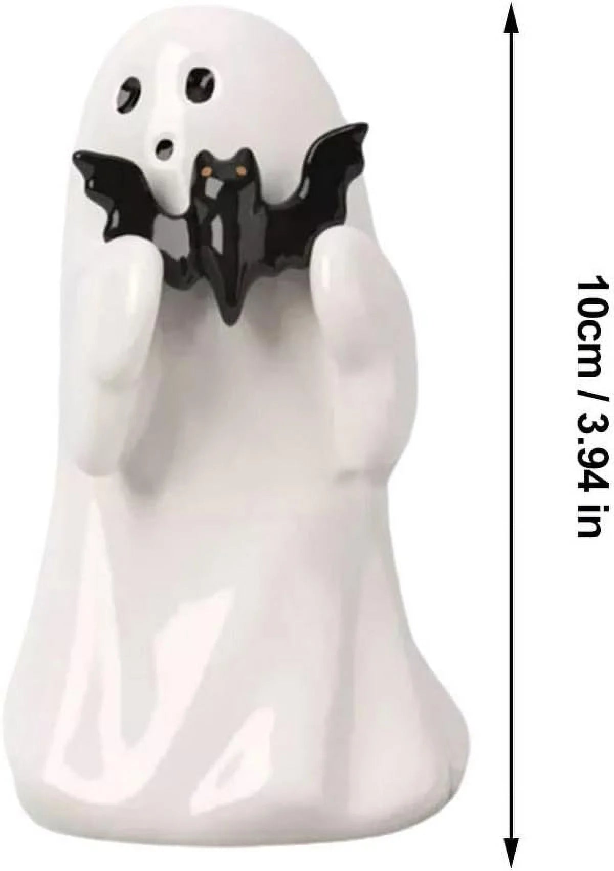 Ghost Hold Pumpkin Figurines,Halloween Ghost Decorations Figurine,Cute Ghost with Bat Spooky Statue,Halloween Ghost Ornaments,Spooky Ghost Sculpture Gift for Halloween Office Kitchen Decor