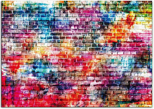 Colorful Graffiti Brick Wall Backdrop 7X5Ft – Abstract Spray Paint Street Art Background for Photography, Hip Hop Party, Music Video, Birthday Decoration Q013