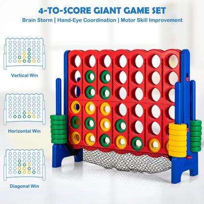 Ultimate 4-To-Score Giant Connect Game Set - Fun for Kids & Adults with Convenient Net Storage!