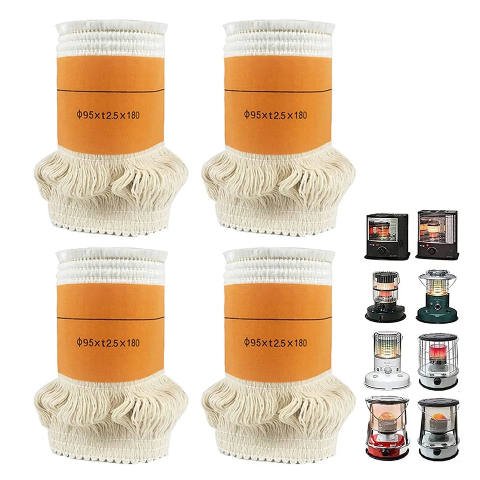 4-2PCS Kerosene Light Core Smokeless Burn-Resistant Camp Lamp Stove Wick Kerosene Furnace Core Oil Lamp Cotton Cores Accessories