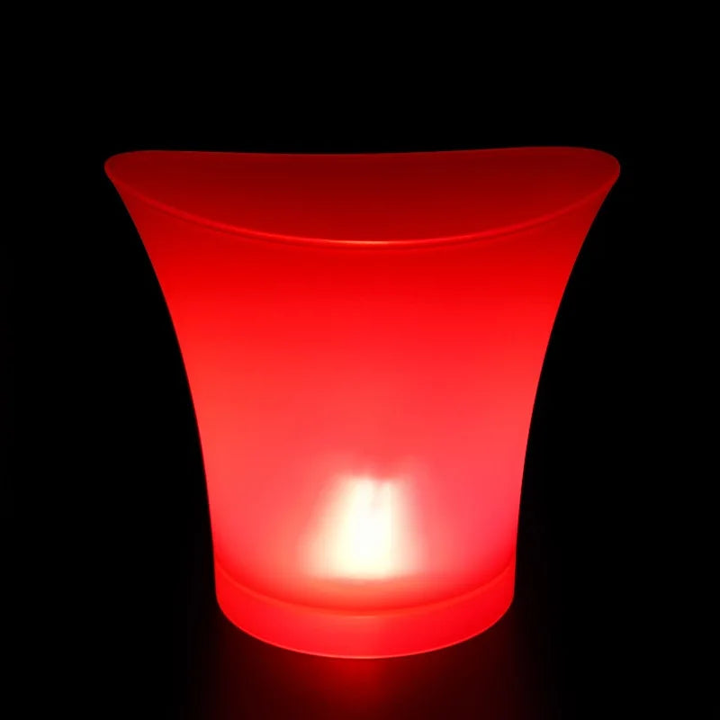 Glowing Ice Bucket Champagne Glowing Ice Bucket Ktv Beer Ice Wine Bucket LED round Glowing Plastic Ice Bucket