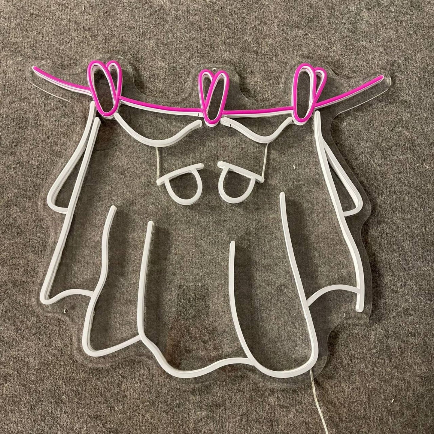 Ghost Clothesline Neon Sign, Ghost Halloween Wall Art Decor, Halloween Party Wall Decor