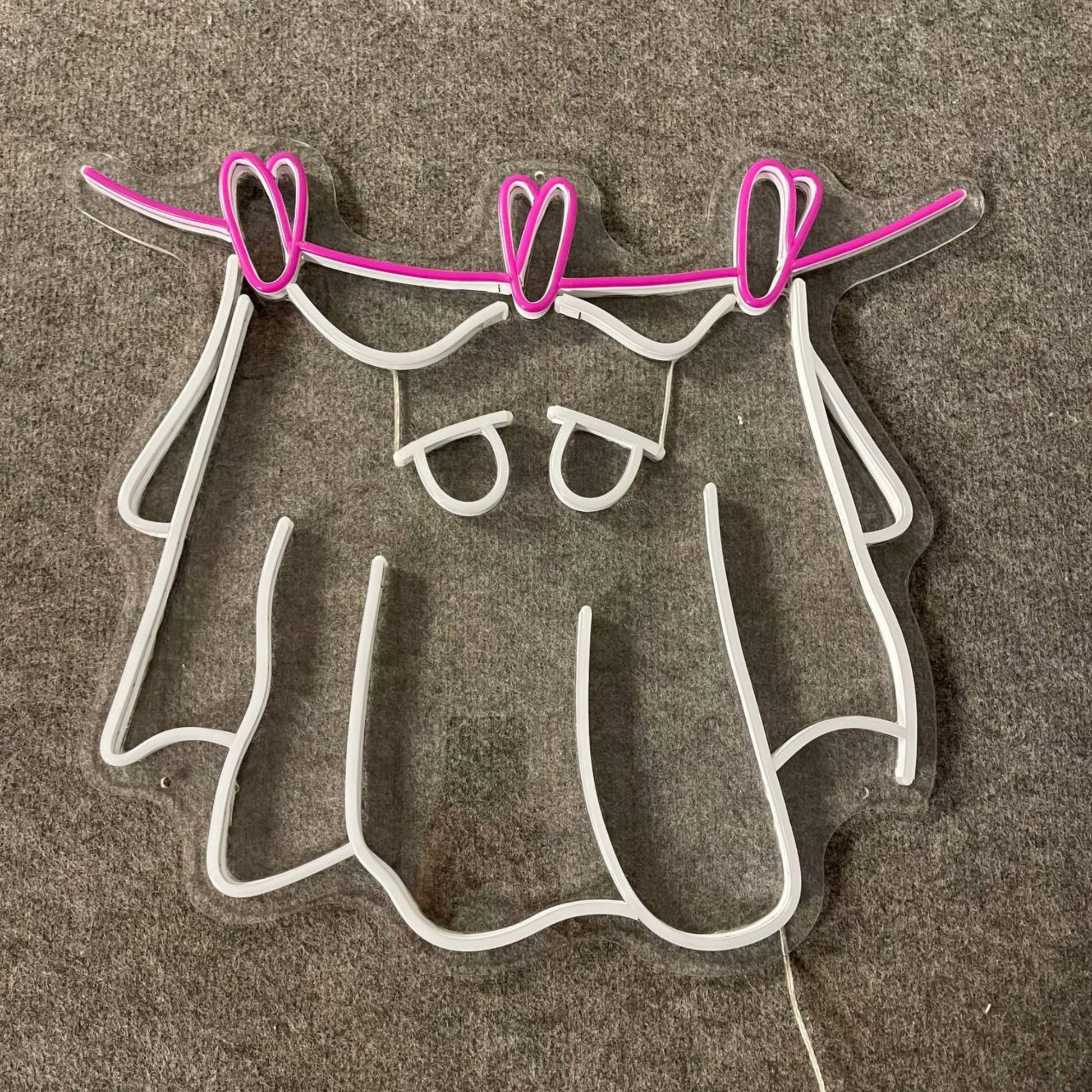 Ghost Clothesline Neon Sign, Ghost Halloween Wall Art Decor, Halloween Party Wall Decor