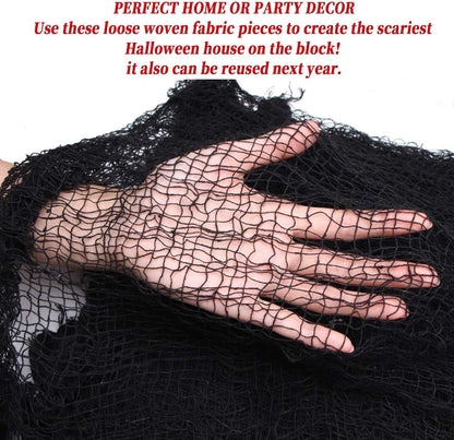 5.5Yardsx40" Include Hanging Outdoor Indoor Scary Creepy Halloween Office Party Door Window Giant Spider Wall Yard Table Car Lawn Cloth Decorations Cheesecloth Fabric (Black-B(5.5 Yards X 40 Inch ))