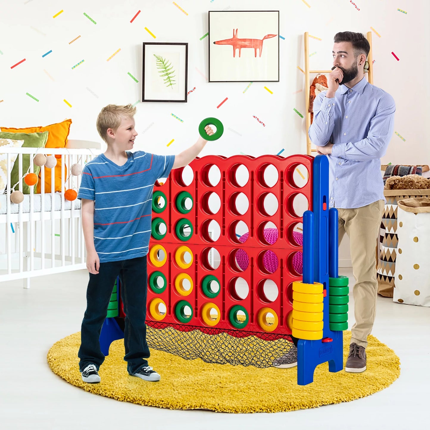 Ultimate 4-To-Score Giant Connect Game Set - Fun for Kids & Adults with Convenient Net Storage!